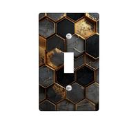 Elegant Black and Gold Honeycomb Light Switch Cover Plates, Modern Geometric Design for Home Decor, Thermoplastic Wall Plates, Standard Size Single Toggle