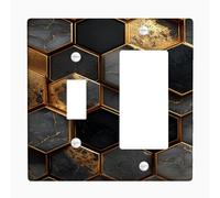 Elegant Black and Gold Honeycomb Light Switch Cover Plates, Modern Geometric Design for Home Decor, Thermoplastic Wall Plates, Standard Size Toggle Rocker