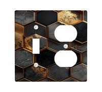 Elegant Black and Gold Honeycomb Light Switch Cover Plates, Modern Geometric Design for Home Decor, Thermoplastic Wall Plates, Standard Size Toggle Duplex