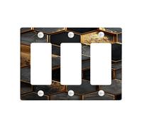 Elegant Black and Gold Honeycomb Light Switch Cover Plates, Modern Geometric Design for Home Decor, Thermoplastic Wall Plates, Standard Size 3 Gang Wall Plate
