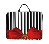 Elegant Black And White Stripes And Red Bow, 14 Inch Laptop Sleeve, Notebook Bag Laptop Case Sleeve Briefcase with Handle