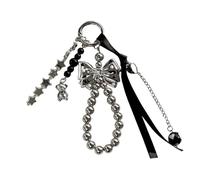 Elegant Black Beaded Bows Pendant for Bags Keychains and Luggage Handmade Ornament Cold Wind Styles Accessory
