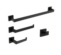Elegant Black Bronze Mirror Polished Towel Rack Set - 4-Piece Bathroom Accessories Includes Towel Bar Toilet Paper Holder Robe Hook Premium Quality Stylish Design.