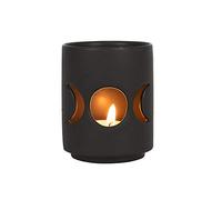 Elegant Black Ceramic Small Triple Moon Cut Out Tealight Holder - 7cm x 6cm (1 Pc.) - Eye-Catching Design, Sturdy Material - Ideal for Your Home & Office Decor