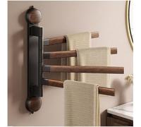Elegant black four arm,Swivel Towel Bar - Strong Suction Cup Space aluminum + North American FAS walnut 4 Arm, Space Saving Space Folding Towel Holder,270° Rotation,No Hole Punching