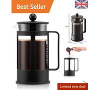 Elegant Black French Press Coffee Maker - 1L Capacity, Dishwasher Safe & Stylish
