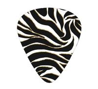 Elegant Black Gold Zebra White Animal Print,12 Pcs Guitar Pick,3 Different Thickness Plectrums for Acoustic Guitar Bass Ukulele (0.46mm 0.96mm 0.71mm)