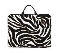 Elegant Black Gold Zebra White Animal Print, 14 Inch Laptop Sleeve, Notebook Bag Laptop Case Sleeve Briefcase with Handle