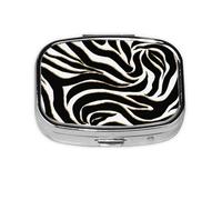 Elegant Black Gold Zebra White Animal Print,Meta Pill Box 2 Compartment Medicine Case,Portable Organizer