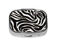 Elegant Black Gold Zebra White Animal Print,Meta Pill Box 2 Compartment Medicine Case,Portable Organizer,Rectangle Meta Portable Organizer Pill Box 1404 Compartment Medicine Case