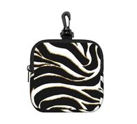 Elegant Black Gold Zebra White Animal Print, Square Zipper Storage Bag, Neoprene Coin Purse, Small Wallets, Change Pouch, Change Purse