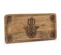 Elegant Black Hamsa Engraved Long Tray 30X15Cm For Jewelry & Decor