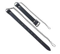Elegant Black Leather Sporran Chain Belt with Antique Chrome - Premium Quality Scottish Kilt Accessory for Men - Ideal for Highland Attire and Sporrans (Antique Finish, Black - Leather)