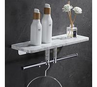 Elegant Black Marble Bathroom Shelves - 40cm Electroplated Organizer Rack for Cosmetics, Towels & Accessories - Stylish Storage Solution for Modern Bathrooms