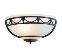Loops Wall Light - Sconce - Gothic Style Uplighter - Black Metal White Glass Shade - Black - LED E27 60W Bulb