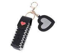 Elegant Black PU Small Lip Balm Holder with Keyring for Quick Makeup Compact Lipstick Storage Bag Fashion Keychain Keychain Cosmetic Bag