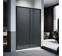 ELEGANT Black Shower Door Shower Screen Sliding with 8mm Easy Clean Glass Modern Bathroom Shower Enclosure for Bathroom Wetroom Cubicles 1200mm