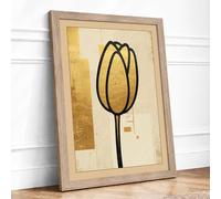 Elegant Black Tulip Botanical Framed Wall Art Print A3 (42×29.7cm) Oak, Wall Decor for Living Room, Bedroom, Office & Home, Ready to Hang, Art Gift