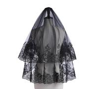 Elegant Black Tulle Veil For Halloween Party Comfortable Day Of The Death Bridal Veil For All Ages Masquerade Party Wear Role Play Accessory