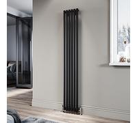 ELEGANT Black Vertical Radiator 1800x294mm Tall Upright Oval Column Single Panel Modern Central Heating