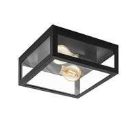 Elegant Black Wall Flush Ceiling Light With Clear Glass Shade And E27 Bulb Socket