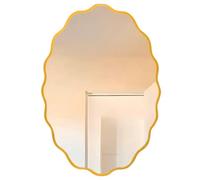 Elegant Black Wall Mirror for Bathroom - Irregular Metal Frame with Gold Finish, 31 x 23 cm - Perfect Makeup & Shaving Mirror for Home Décor and Vanity.
