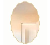 Elegant Black Wall Mirror for Bathroom, Irregular Metal Frame with Gold Finish, 31 x 23 cm - Stylish Vanity & Shaving Mirror for Home Décor