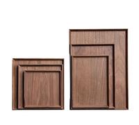 Elegant Black Walnut Serving Tray - Solid Wood Rectangular Breakfast Tray for Kitchen & Hotel - 24x24 cm Tableware for Food & Beverage Presentation, Durable & Stylish