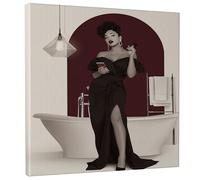 Elegant Black White Woman Bathroom Canvas Art, Chic Modern Decor for Living Room, Bedroom, Bathroom, Aesthetic Home Wall Art 12x12 Inch
