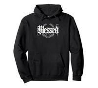 Elegant Blessed Motivational Typography Laurel Wreath Design Pullover Hoodie