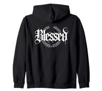 Elegant Blessed Motivational Typography Laurel Wreath Design Zip Hoodie