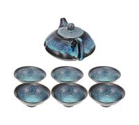 Elegant Blue Ceramic Tea Set Teapot Cup Service for Travel and Hosts | Chic Design for Loose Leaf or Blooming Tea, Suitable for Office Workers, Afternoon Tea, Gatherings and Gifting