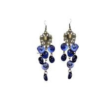 Elegant Blue Chandelier Earrings for Women - Vintage Boho Dangle Statement Jewelry with Antiqued Bronze Metal & Faceted Beads - Perfect for Party, Wedding, or Daily Wear