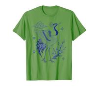 Elegant Blue Crane Bird Floral Botanical Oriental Artwork T-Shirt