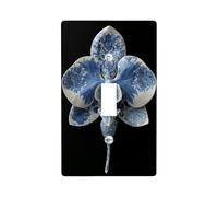 Elegant Blue Floral Light Switch Cover Plates/Outlet Covers, Classic Porcelain Orchid Design for Home Decor, Thermoplastic Wall Plates, Standard Size Single Toggle