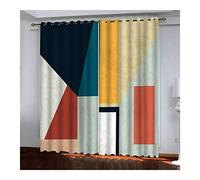 Elegant Blue Geometric Polyester Curtains - 132x138CM Modern Classic Blackout Drapes 2 Panels for Living Room & Bedroom Stylish Window Treatment Light Blocking Decor