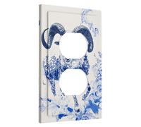 Elegant Blue Goat Light Switch Cover Plates/Outlet Covers, Stunning Animal Design for Home Decor, Thermoplastic Wall Plates, Standard Size Single Duplex Outlet