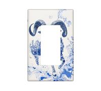 Elegant Blue Goat Light Switch Cover Plates/Outlet Covers, Stunning Animal Design for Home Decor, Thermoplastic Wall Plates, Standard Size Single Rocker