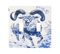 Elegant Blue Goat Light Switch Cover Plates/Outlet Covers, Stunning Animal Design for Home Decor, Thermoplastic Wall Plates, Standard Size Double Toggle