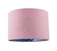 Elegant Blue Peacock and Pink Floral 12 Inch Lamp Shade in Pink Linen Happy Homewares Pink 12 inches