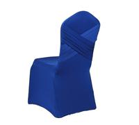 Elegant Blue Stretch Chair Covers 8PCS with Swag Back Design Perfect for Weddings Banquets Hotel Dining Events Ceremonies and Receptions