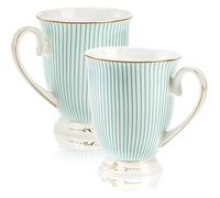 Elegant Bone China Coffee Mugs Set - 2 Pack Vintage Tea Cups with Gold Trim, 300ml Fine China for Valentine's Day, Mother's Day, Birthdays, Anniversaries