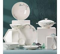 Elegant Bone China Dinnerware Set for 4/6/8 People Porcelain Dinnerware Sets Ceramic Dinner Sets with Dishes/Plate/Bowl - Tableware Dishwasher & Microwave Safe 48 P,White-48 Pcs