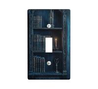 Elegant Bookcase Light Switch Cover Plate/Outlet Covers, Dark Blue Library Style for Home Décor, Thermoplastic Wall Plates, Standard Size Single Toggle