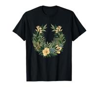 Elegant Botanical Flower Laurel Wreath Spring T-Shirt