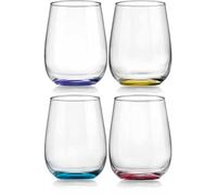 Elegant Bottom Colored Wine Glasses, Set of 4 (15 Oz Stemless)