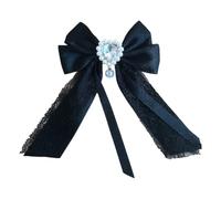 Elegant Bow Brooch with Crystal Beads and Lace Plan for School Uniforms Fashion Addons Artisanal Crystal Trim Brooch
