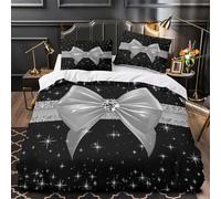 Elegant Bow Duvet Cover 3D Design Printed Hypoallergenic 3 Pieces Bedding Set Zipper Sparkle Gift Design Quilt Cover Ultra Soft Washable for Teens Kids Girls Boys Women Adults King（220x240cm）