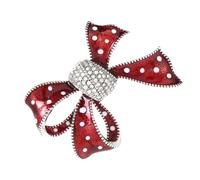 Elegant Bowknot Enameled Brooch Pin With Rhinestones Sparkling Red Crystal Butterfly Knot Women Party Wear Accessory Women's Bowknot Brooch For Bags