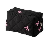 Elegant Bowknot Quilted Lipstick Organiser Large Capacity Makeup Accessories Holder Portable Cosmetic Storage Bag